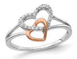 1/8 Carat (ctw) Diamond Twin Heart Promise Ring in 14K White Gold