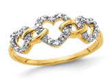14K Yellow Gold Heart Promise Ring with Accent Diamonds