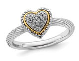 1/10 Carat (ctw) Diamond Heart Promise Ring in Sterling Silver