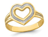 14K Yellow Gold Diamond-Cut Polished Open Heart Promise Ring