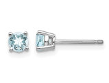 1/2 Carat (ctw) Solitaire Light Aquamarine Earrings in 14K White Gold 