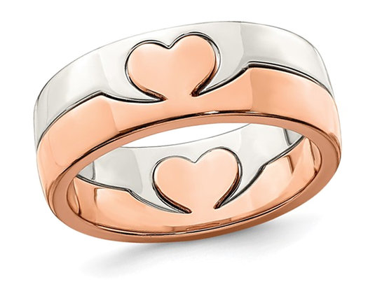 Rose Pink Plated Sterling Silver Heart Promise Ring