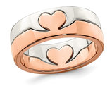 Sterling Silver Polished Heart Promise Ring with Rose Pink Plating