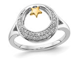 1/8 Carat (ctw) Diamond Star & Moon Ring in 14K White Gold