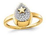1/6 Carat (ctw) Diamond Teardrop Star Ring in 14k Yellow Gold 