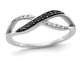 1/8 Carat (ctw) Black & White Diamond Infinity Ring in 14K White Gold