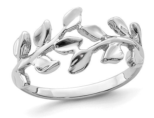 14K White Gold Polished Vine Leaf Ring