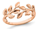 14K rose Pink Gold Polished Vine Leaf Ring