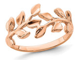 14K Rose Pink Gold Polished Vine Leaf Ring