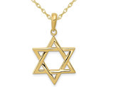 10K Yellow Gold Star Of David Pendant Necklace with Chain