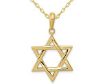 14K Yellow Gold Star Of David Pendant Necklace with Chain