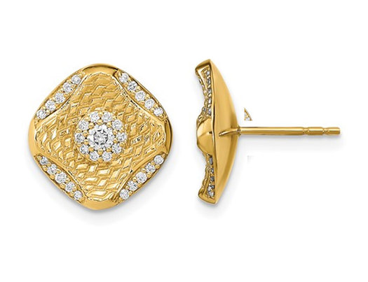 1/3 Carat (ctw) Diamond Square Weave Earrings in 14K Yellow Gold