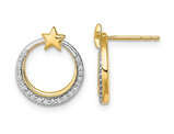 1/8 Carat (ctw) Diamond Moon and Stars Earrings in 14K Yellow Gold