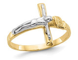 10K Yellow Gold INRI Crucifix Cross Ring