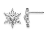 1/8 Carat (ctw) Diamond Snowflake Earrings in 14K White Gold 
