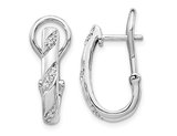 1/8 Carat (ctw) Diamond Hoop Omega Earrings in 14K White Gold