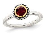 3/5 Carat (ctw) Red Garnet Solitaire Ring in Sterling Silver