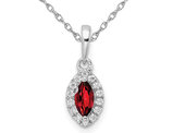 1/4 Carat (ctw) Garnet Pendant Necklace in 14K White Gold with Lab-Grown Diamonds
