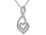 1/2 Carat (ctw) Diamond Infinite Heart Drop Pendant Necklace in 14K White Gold with Chain