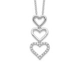 1/10 Carat (ctw) Diamond Triple Heart Drop Pendant Necklace in 10K White Gold with Chain