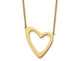 Stainless Steel Polished Yellow Plated Heart Pendant Necklace with 17 inch Extendable Necklace