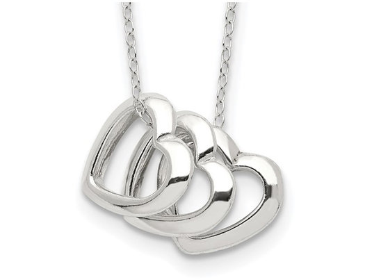 Sterling Silver Triple Heart Necklace with Chain