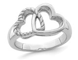 Sterling Silver Polished Double Heart Promise Ring