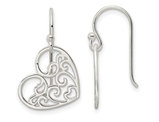 Sterling Silver Heart Swirl Dangle Earrings