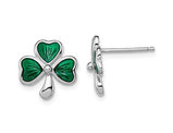 Sterling Silver Green Shamrock Clover Post Earrings