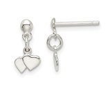 Sterling Silver Twin Heart Dangle Post Earrings