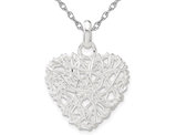 Sterling Silver Puffed Wire Heart Pendant Necklace with Chain