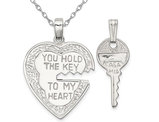 Heart with Cut Out Charm Pendant Necklace in Sterling Silver with Chain