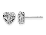 14K White Gold  Diamond-Cut Button Heart Earrings