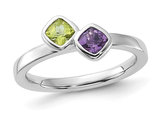 1.25 Carat (ctw) Amethyst and Peridot Ring in Sterling Silver