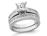 Sterling Silver Engagement Bridal Wedding Ring Set with Cubic Zirconia (CZ) 