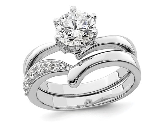 Sterling Silver Engagement Bridal Wedding Ring Set with Cubic Zirconia (CZ) 