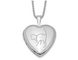 Sterling Silver Cat Heart Locket Necklace with Chain