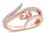 3/8 Carat (ctw) Morganite Open Wrap Ring in 10K Rose Gold with Diamonds