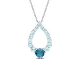 2.73 Carat (ctw) London and Sky Blue Topaz Pendant Necklace in Sterling Silver with Chain