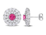 4.33 Carat (ctw) Pink Topaz and White Topaz Halo Earrings in Sterling Silver