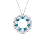 6.00 Carat (ctw) London Sky Blue Topaz and White Topaz Circle Pendant Necklace in Sterling Silver with Chain