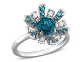 1.74 Carat (ctw) London Blue Topaz Ring in Sterling Silver with White Topaz