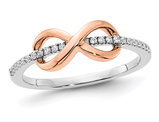 14K White and Rose Gold Infinity Ring with Accent Diamonds