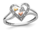 Sterling Silver Three-Heart Promise Ring with Diamond Accent