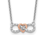 1/12 Carat (ctw) Lab-Grown Diamond Heart Infinity Necklace Pendant in 14K White Gold with Chain