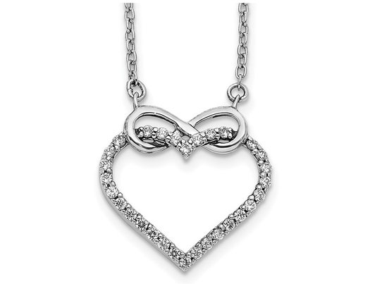 1/4 Carat (ctw) Lab-Grown Diamond Heart Infinity Necklace in 14K White Gold with Chain