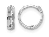 14K White Gold Hinged Hoop Diamond-Cut Earrings (2.50mm thick)