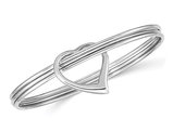 Sterling Silver Polished Heart Slip-On Bangle Bracelet