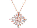 2.15 Carat (ctw) Morganite & White Topaz Spike Pendant Necklace in Rose Plated Silver with Chain