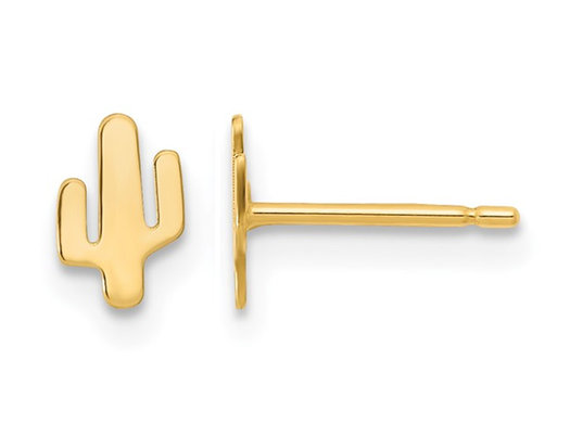 Small 14K Yellow Gold Polished Cactus Post Earrings